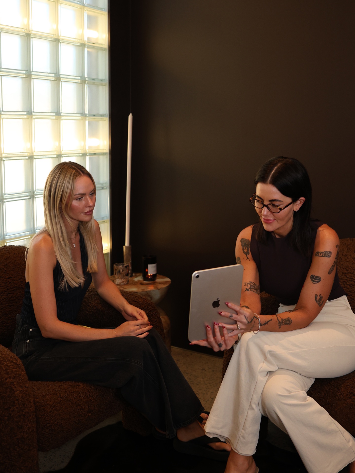 Practitioner and client during a consultation at Blume Aesthetics